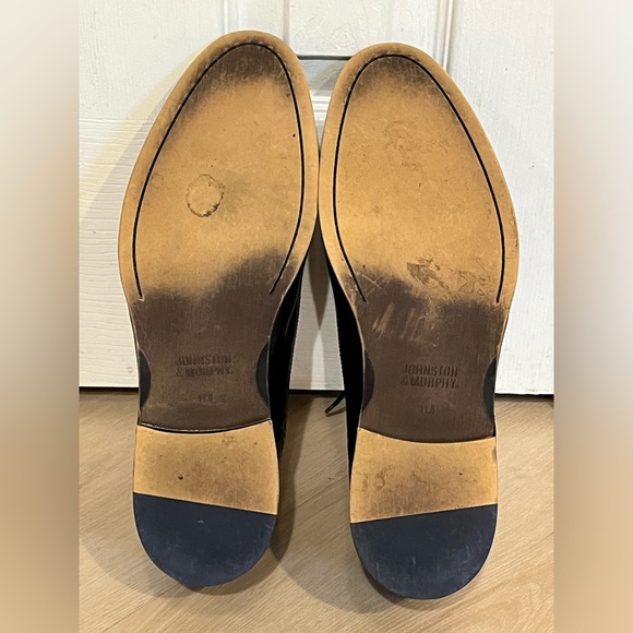 Johnston & Murphy Black Oxford Dress Shoes Lace Up Leather Mens 11.5 EUC - Picture 8 of 12